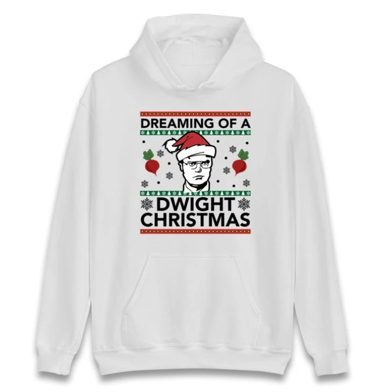 

Dreaming of A Dwi Ght Christmas Jumper Funny TV Show Xmas Hoodie Office Holiday Party Festive Gift Sweatshirt Thermal Hoodie