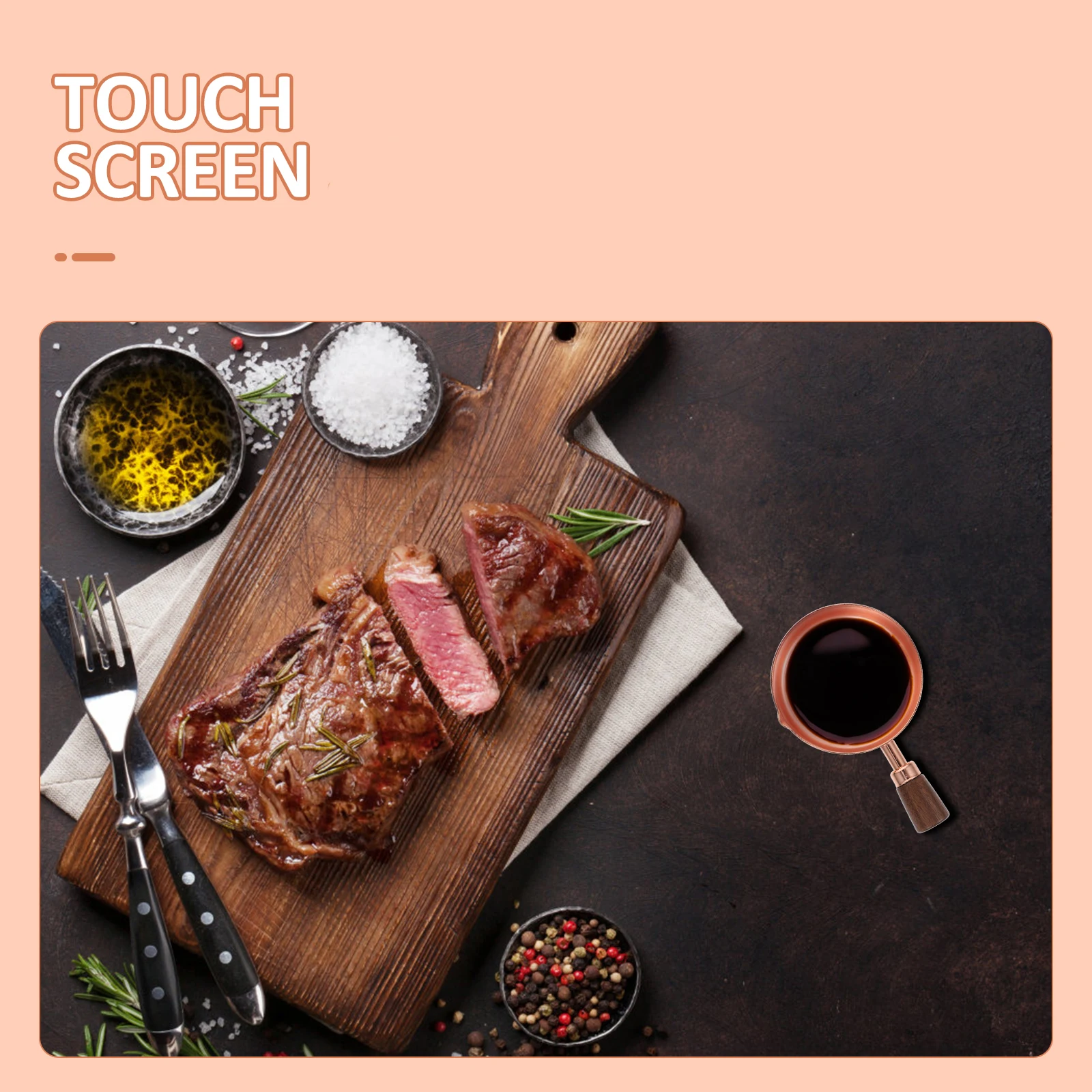 

1Pcs Stainless Steel Sauce Bowl Wooden Handle High Temperature Resistant Kitchen Seasoning Bowl Sauce Container