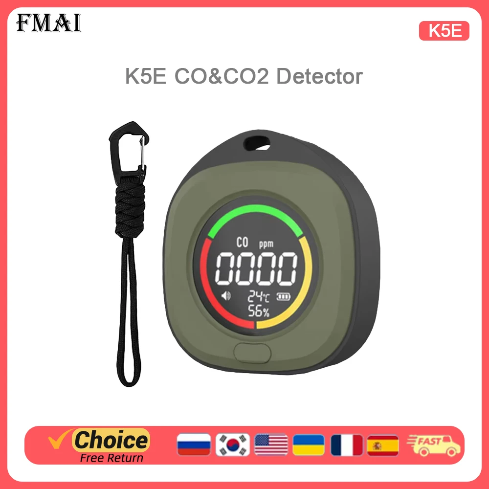 

Мини-детектор CO2 K5E — портативный монитор качества воздуха, тестер угарного газа, зарядка через USB Type-C, для дома, автомобиля, путешествий