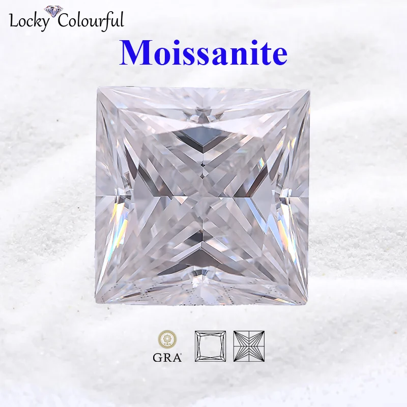 

Moissanite Princess Cut Super D Color Highest Grade Quality VVS1 Charms for DIY Jewelry Making Rings Materials with Certificate