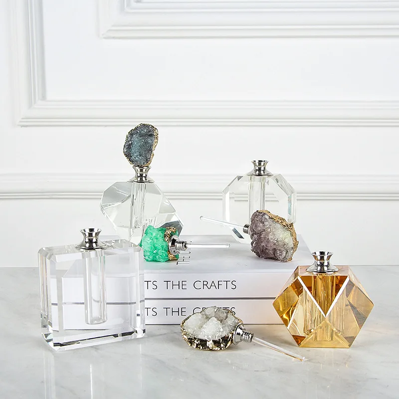 Electroplating light luxury agate perfume bottle home hotel fashion crystal handicrafts model room jewelry ornament