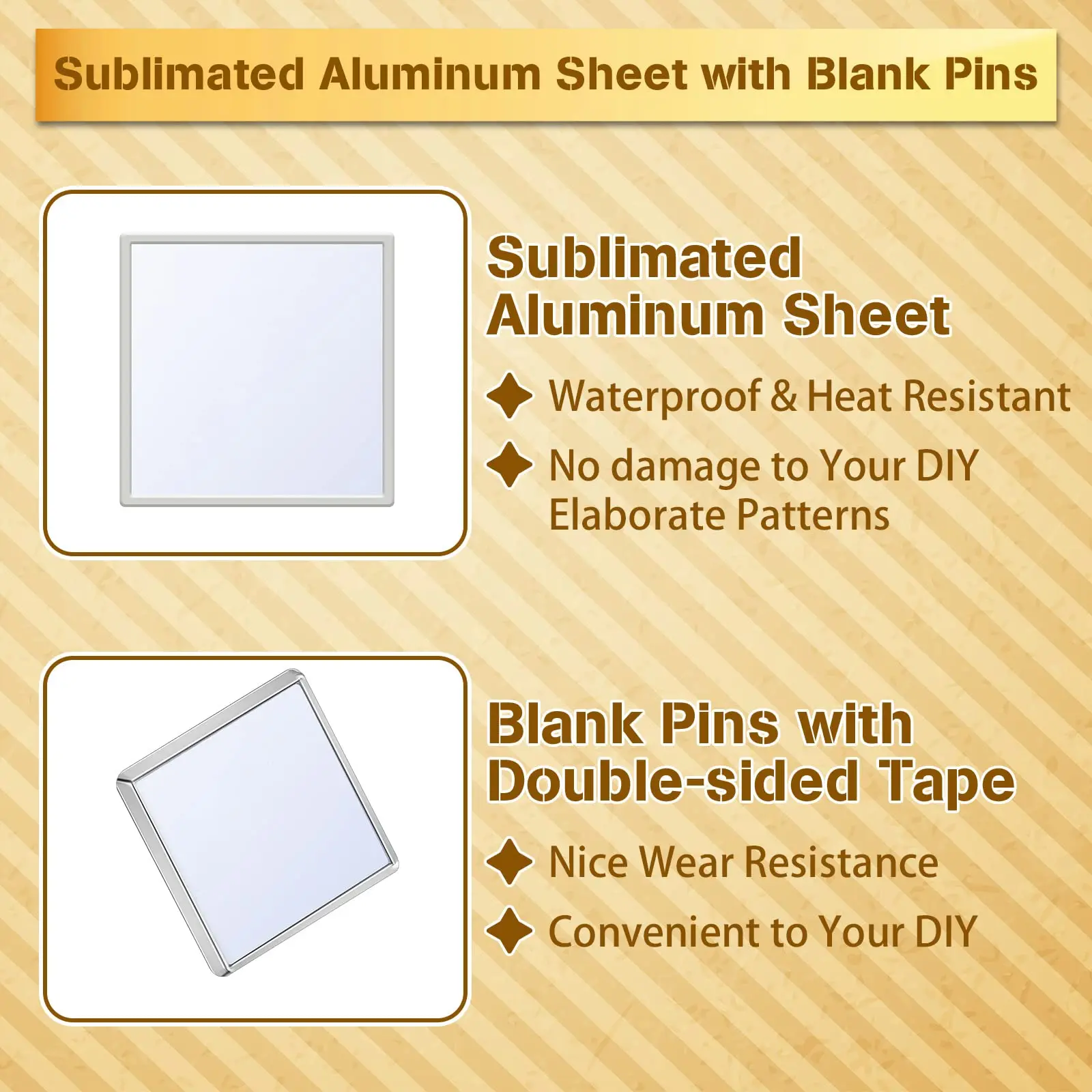 100pcs Sublimation Blank Pins DIY Button Badge Kit Silver Square Aluminum Zinc Alloy Sheet for DIY Craft