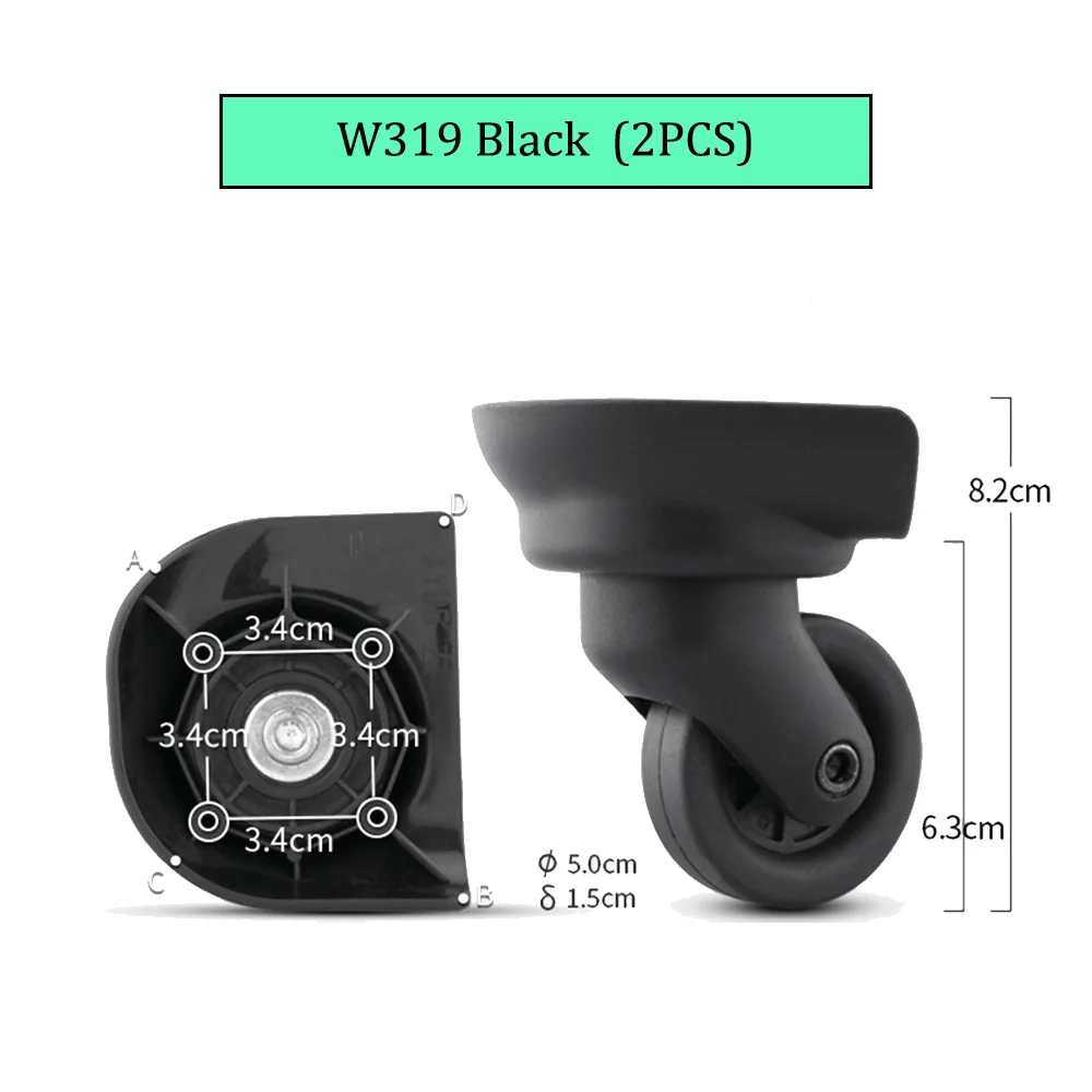 Untuk W319 Universal roda troli Case pengganti Roda bagasi katrol geser Kastor diam tahan aus perbaikan