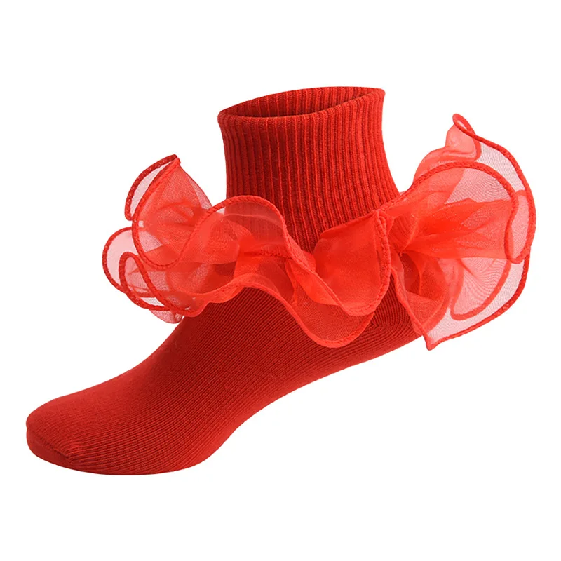 

Toddler Baby Girls Ruffle Socks Soft Double Lace Frilly Socks Princess Ankle Socks Kids Cute Socks 1-10Years