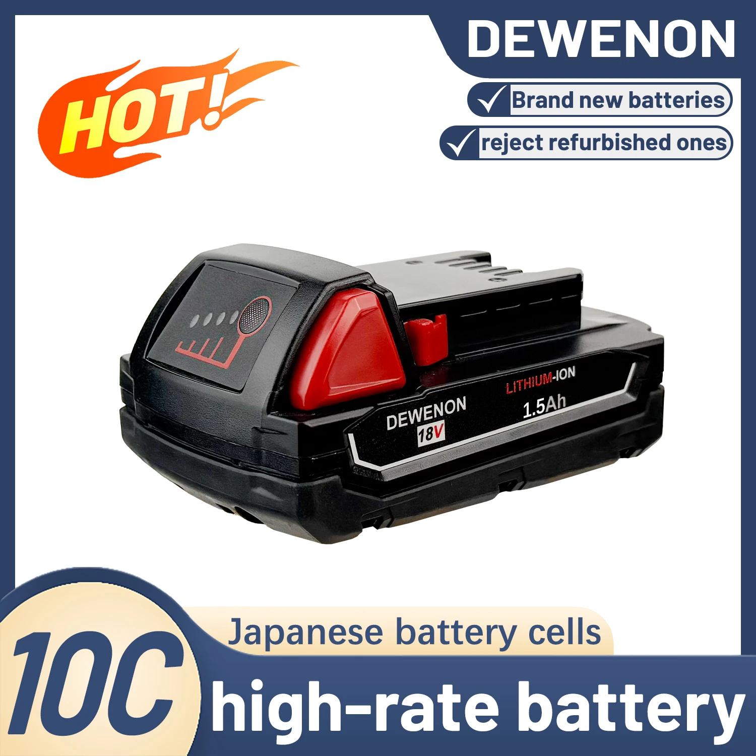 

DEWENON For Milwaukee battery 18V Power tools battery ,for original Milwaukee M18 Electric drill battery Charger