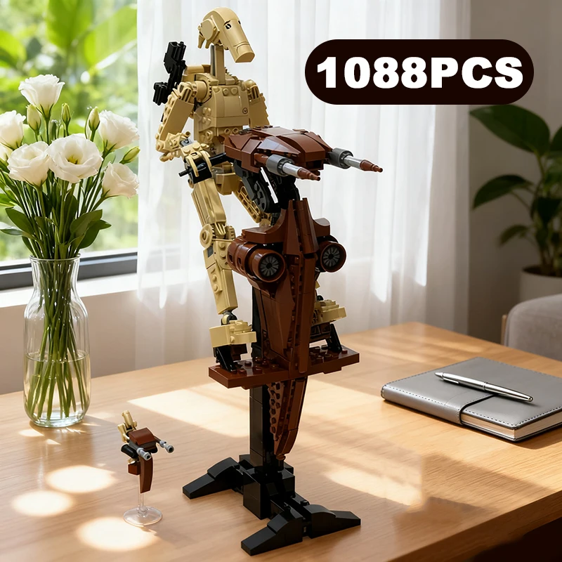 

1088 шт., боевой дроид с STAP, строительные блоки, космический корабль, истребитель, межзвездная модель, сборные кирпичи, игрушки, подарок для детей, мальчиков и взрослых