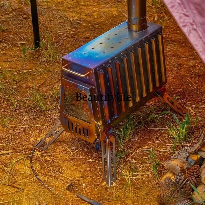 E136 Integrated aluminum alloy firewood stove Outdoor firewood stove Portable camping tent stove