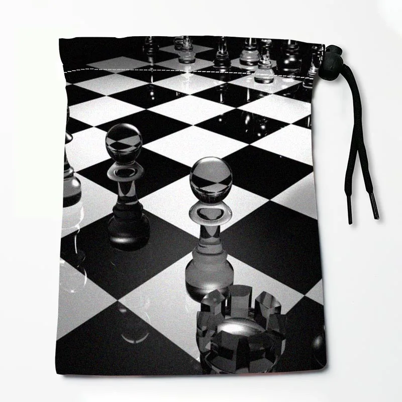 Chess Drawstring Bags Festive Accessories 25X32CM Peach Skin Fabric Resuable Storage Clothes Bag Tarot Bag