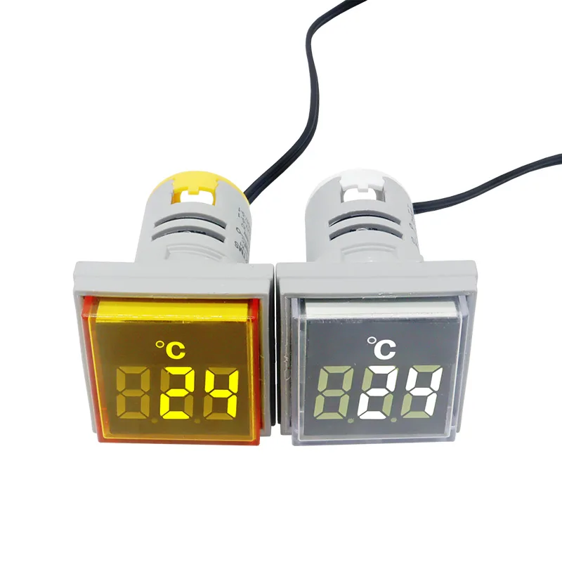 LED Digital Display Square Mini AC Temperature Indicator Light with 1m Sensor -20℃~+120℃