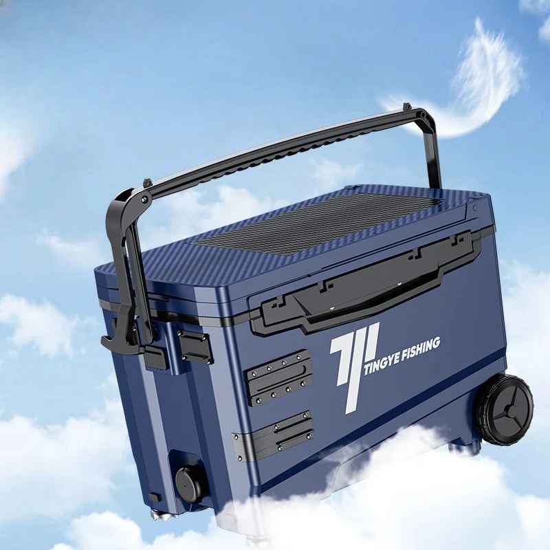 

Рыболовный ящик на 32 л с колесами, сверхлегкий ящик для снастей и изолированный холодильник, многофункциональное оборудование для хранения рыболовных снастей на открытом воздухе