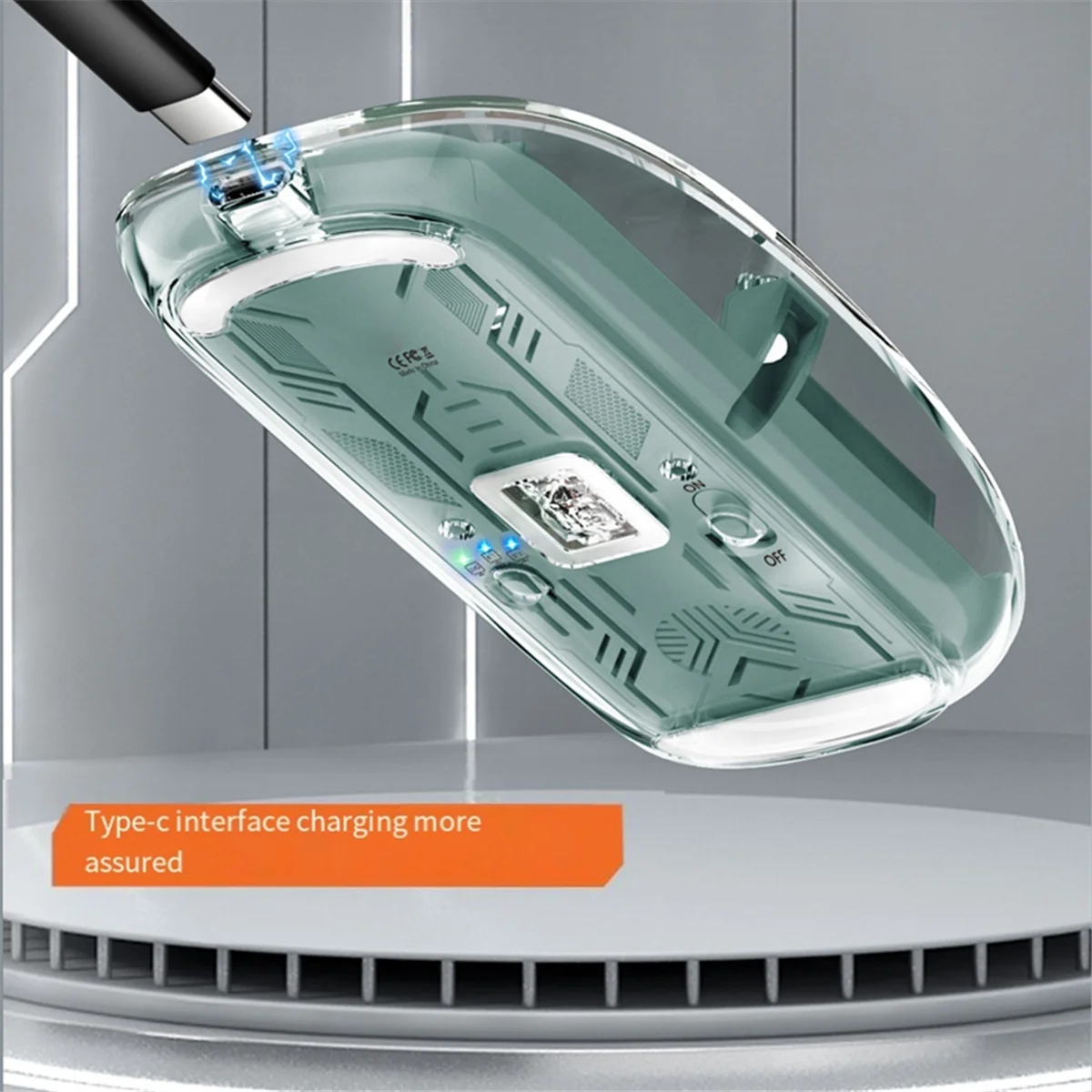 POP-lTransparent Magnetic Triple Mode Bluetooth-kompatible 2,4G Wireless Mouse One-Click Desktop Typ-C