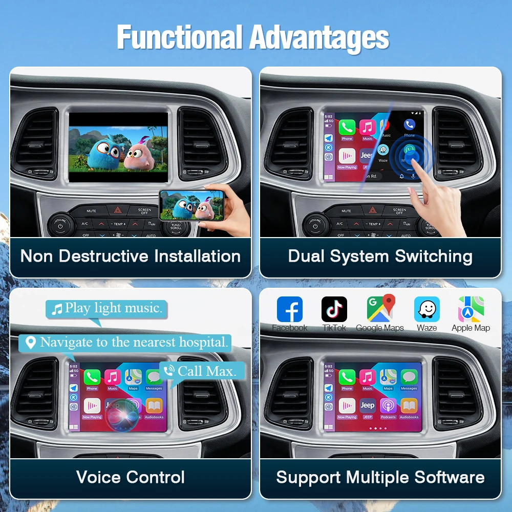 Afbeelding 5: AUTOTOP Draadloze Linux CarPlay Interface Box voor Dodge Challenger JCUV Journey Viper Ram Android Auto Retrofit Decoder Kit Wi-Fi