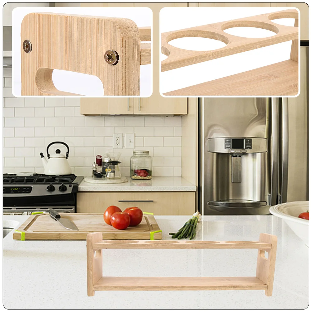 

Bamboo Wood Oil Bottle Rack Household Spice Holder Desktop Organizer Sturdy Kitchen Accessory Multi-Function Storage Rack For
