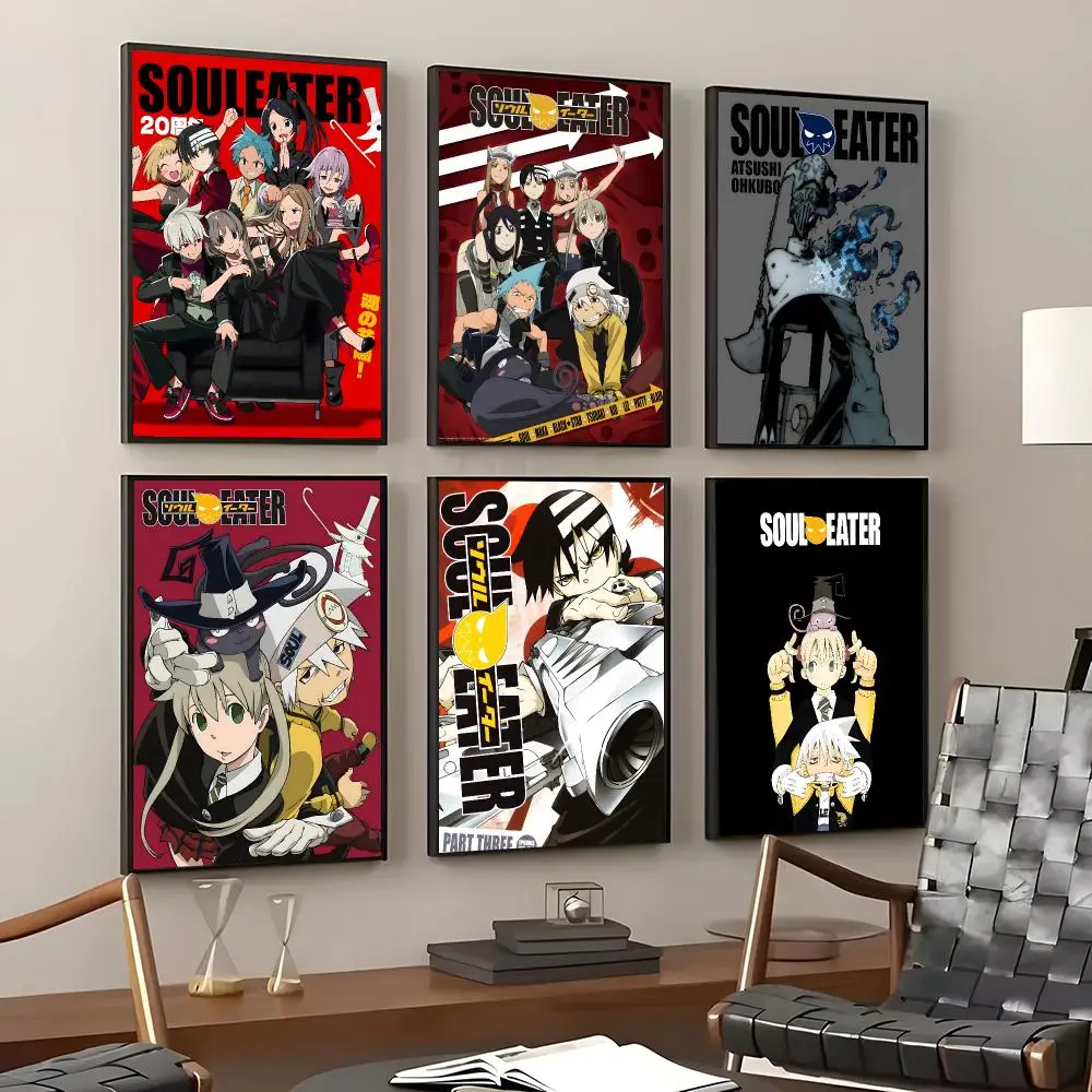 Anime Soul Eater Poster Self-Adhesive Waterproof Wall Stickers Coffee Bar Home Wall Decor