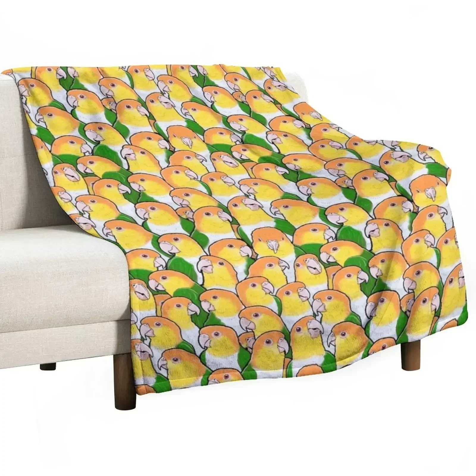 White-bellied Caique Parrots Throw Blanket Blankets For Sofas Decorative Sofa Blankets