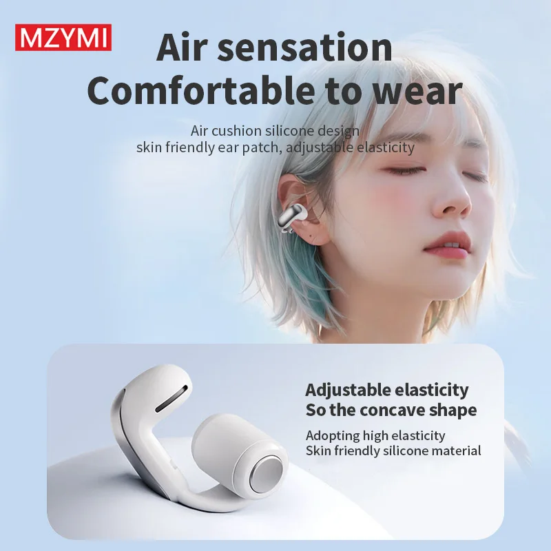 MZYMI V12 Wireless Earphone Bluetooth Open Ear Sport Running Ear Clip Heaphone TWS Touch Control HiFi Headset For Android iOS