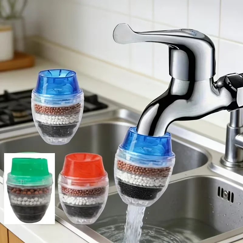 4pcs Random Color Activated Carbon Water Purifier Set for Kitchen And Bathroom Faucets, No Basic Purification Required.