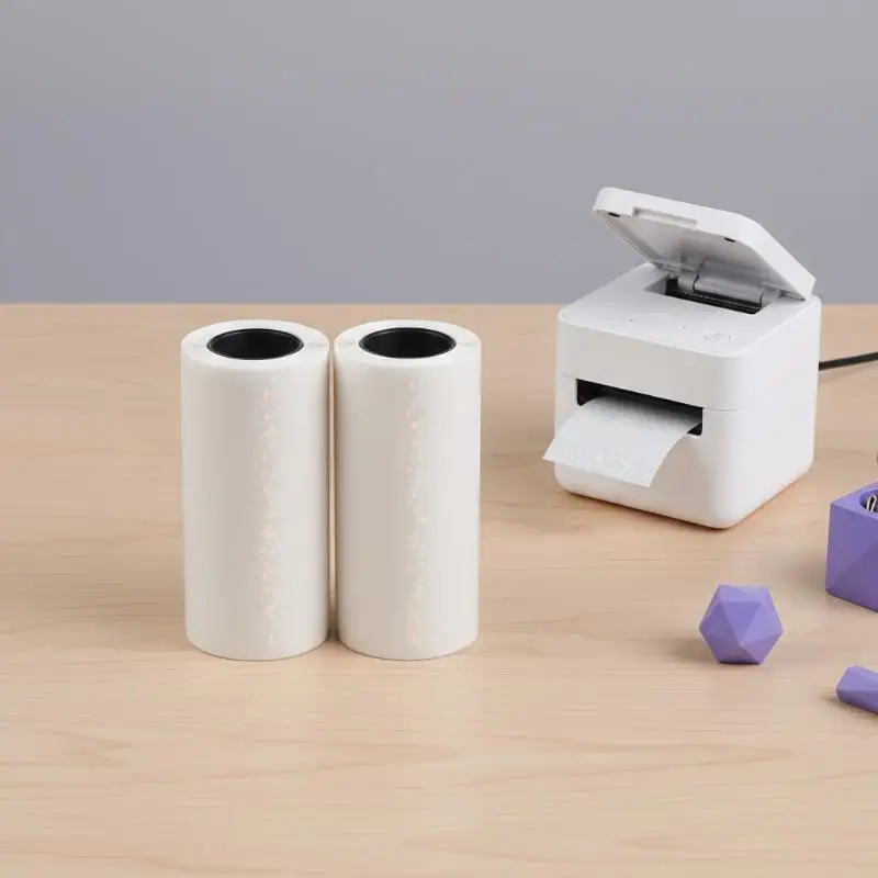

1/3/5Rolls Clear Holographic Dot Transparent Self-Adhesive Thermal Paper Rolls: 57mm X 3meter Compatible With Most Mini Printers