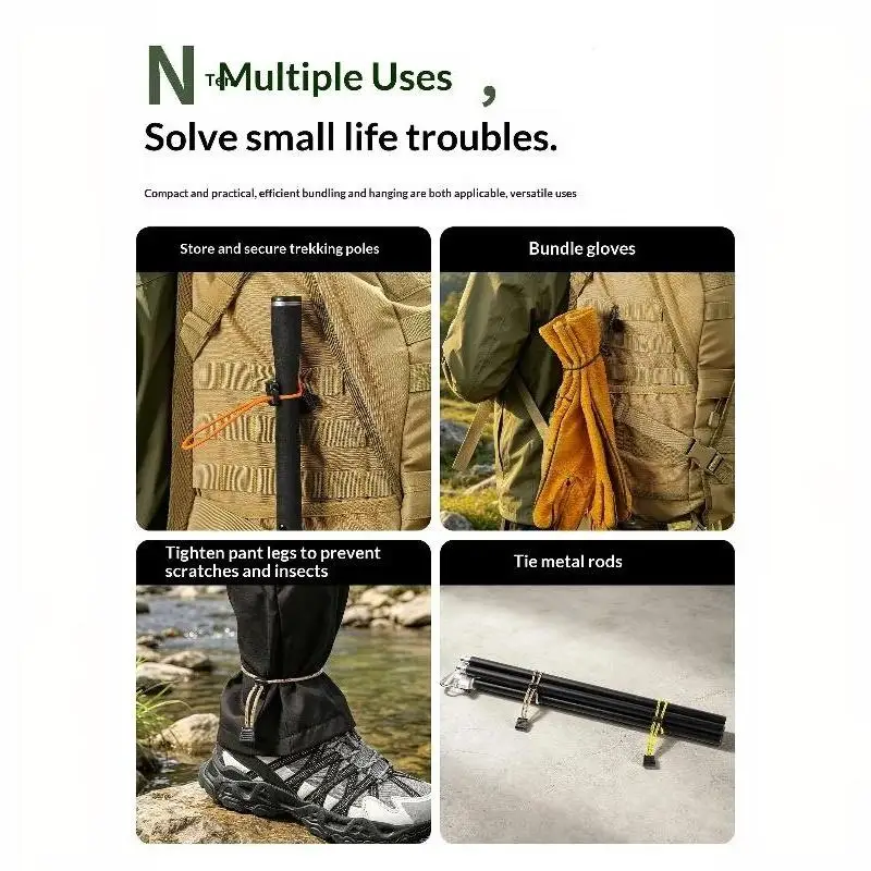 Outdoor Hiking Backpack Elastic Rope Fixing Buckle Camping Gear Trekking Pole Bungee Cord Attachment Hook