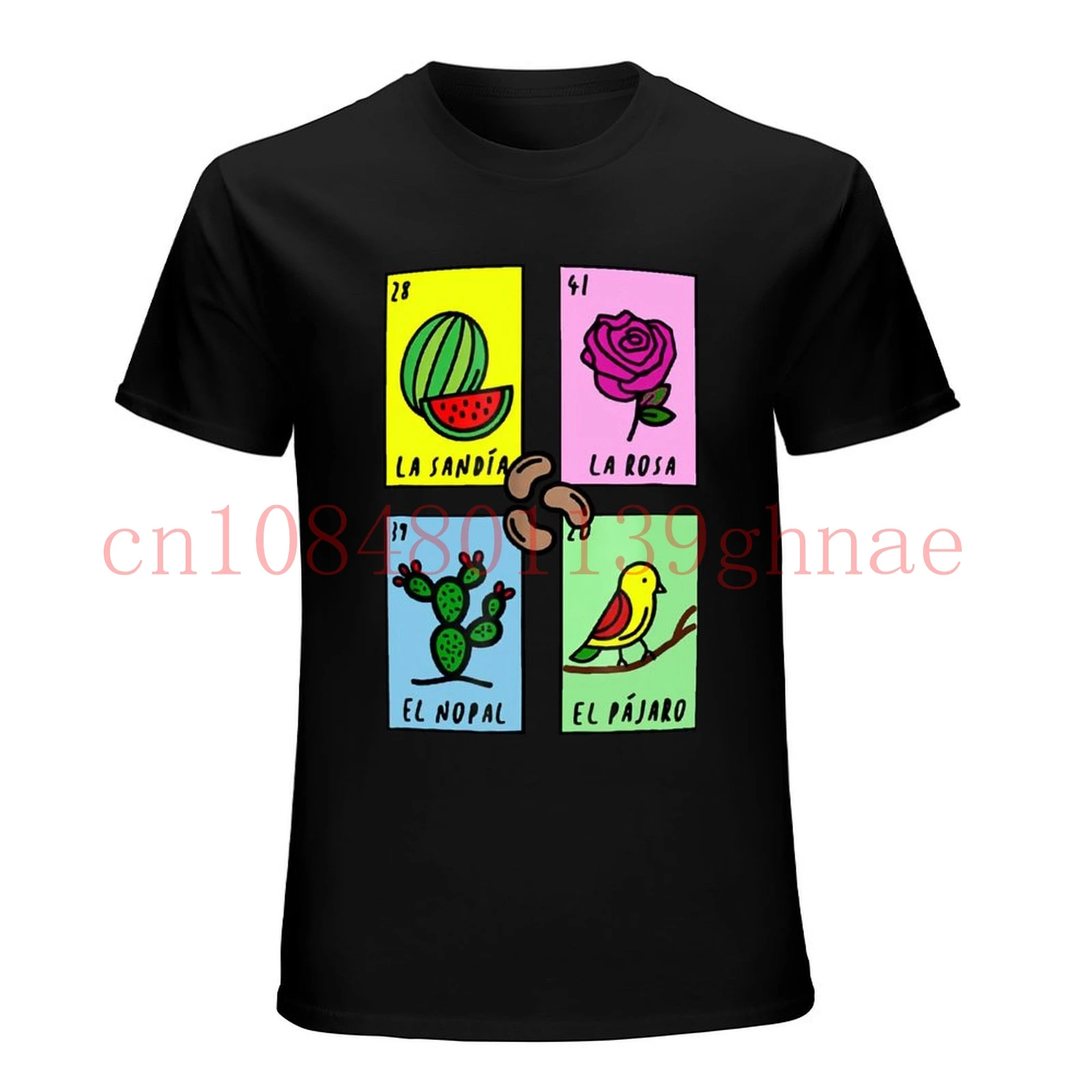 Men Funny T Shirt Fashion tshirt La Sandia La Rosa El Nopal El Pajaro Mexican Loteria Version Women t-shirt