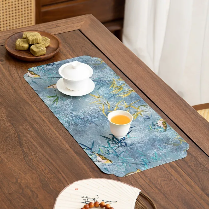 National Trend Tea Flag Tea Mat  Chinese Style Double-Sided Waterproof Tea Table Mat Dry Foam Mat Light Luxury Tea Mat Living view 4