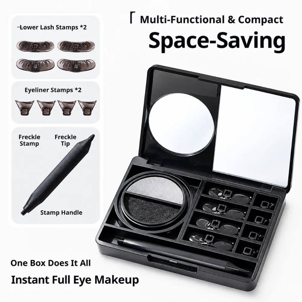 Ultra-Fine Tip 3 in 1 Eyeliner Stamp Tools Waterproof Long Lasting Eyes Makeup Stamp Smudge-Proof Natural Finish