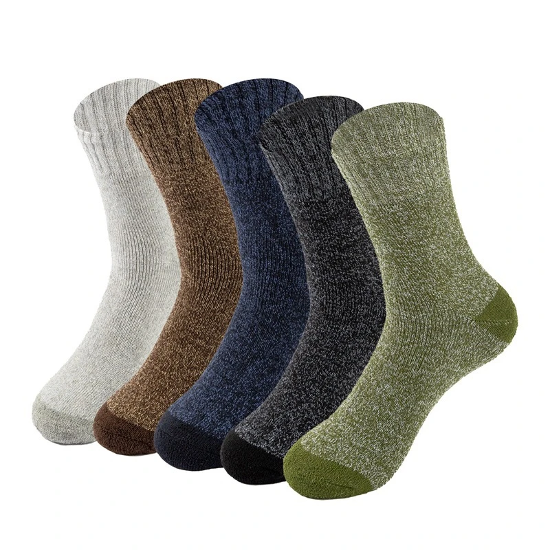 Meias Térmicas Grossas de Lã Merino para Homens e Mulheres, Antiderrapantes, Cano Médio, Contra Frio e Neve