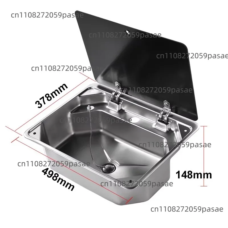RV sink with cover kitchen wash basin stainless steel single slot vegetable basin square car water purifier folding basin