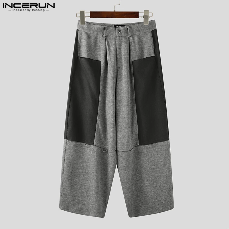 

INCERUN Men Pants Patchwork Button Joggers Casual Wide Leg Trousers Men Streetwear 2025 Workout Leisure Male Long Pants S-5XL