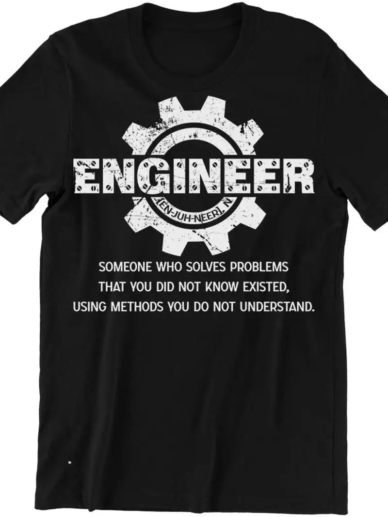 Men's Engineer Solve Problem T-Shirt Funny Equations And Math Symbols Casual Round Neck Tee Gift For Engineers Apparel For Him