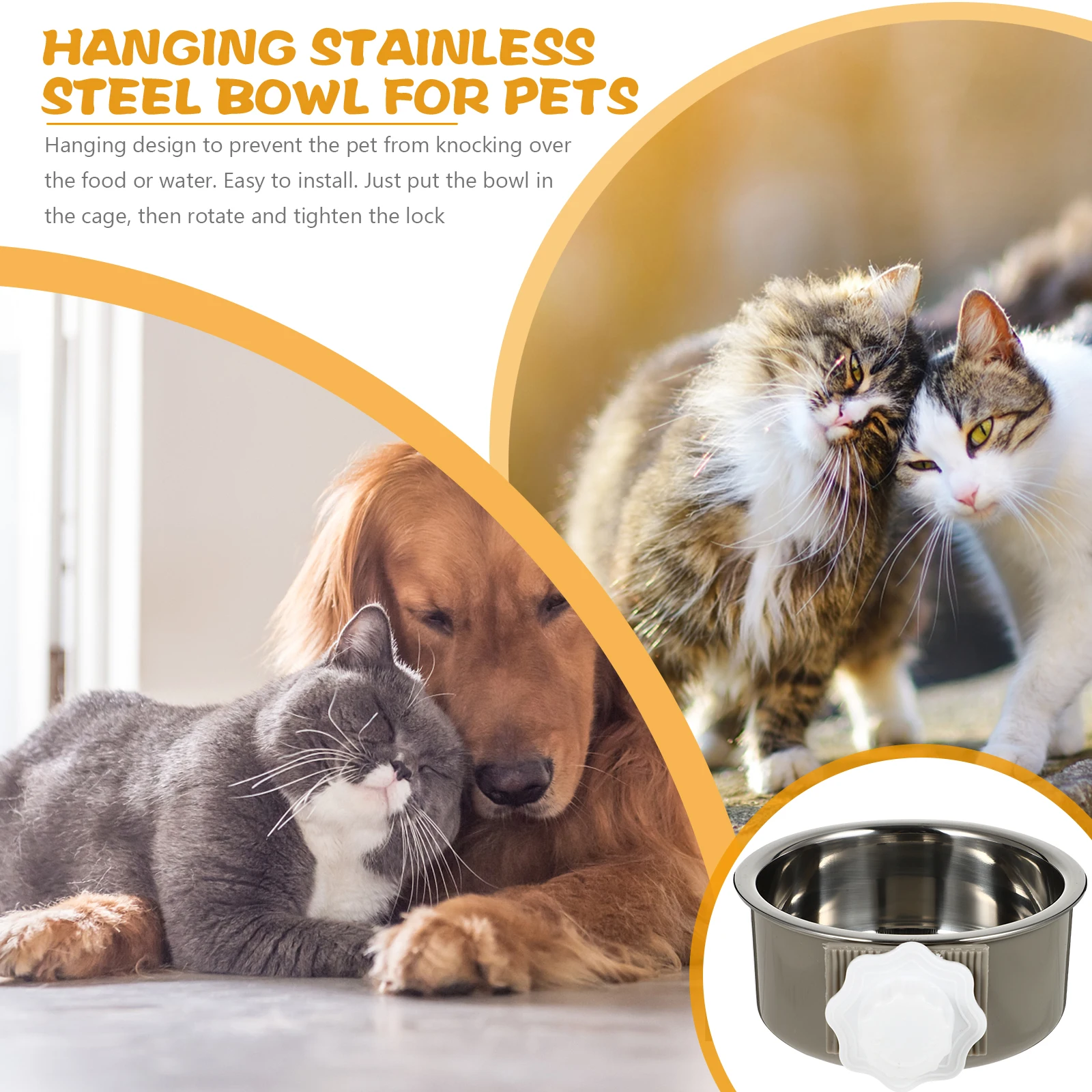 

Pet Stainless Steel Bowl Dog Feeding Bowls for Small Dogs Feeder Hanging Design Safe Eco Friendly High Density Easy Smooth