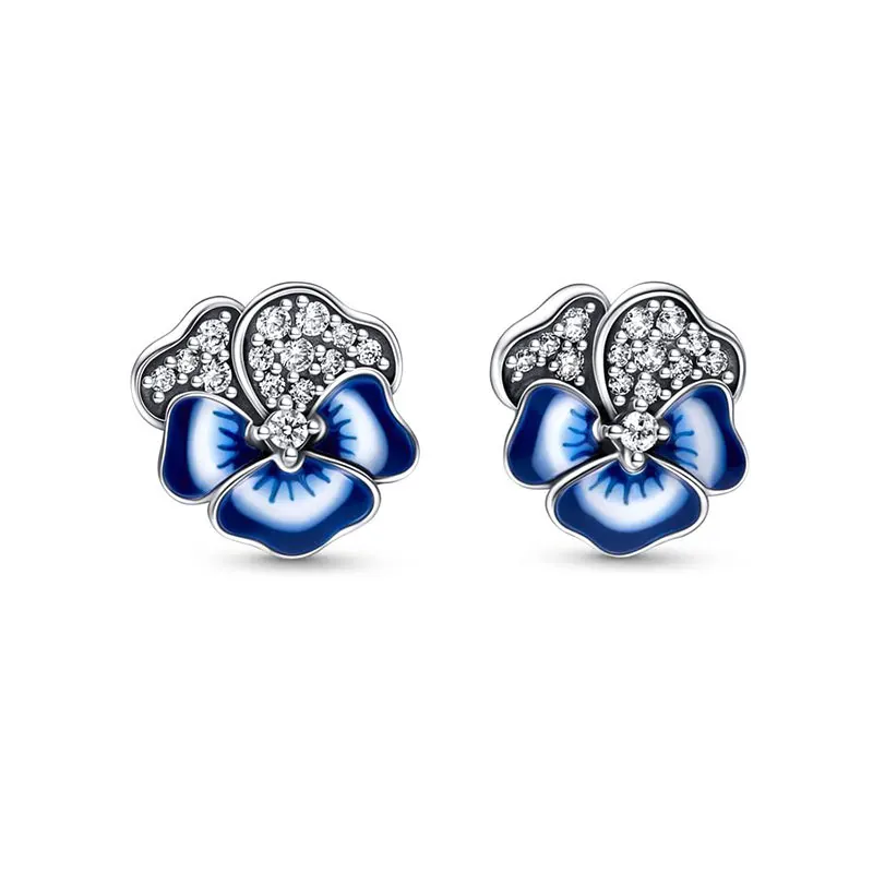 2024 Spring 925 Silver Earring Sparkling Blue Butterfly Hoop Earring Swallow Stud Earring DIY Europe Earring Women Fine Jewelry