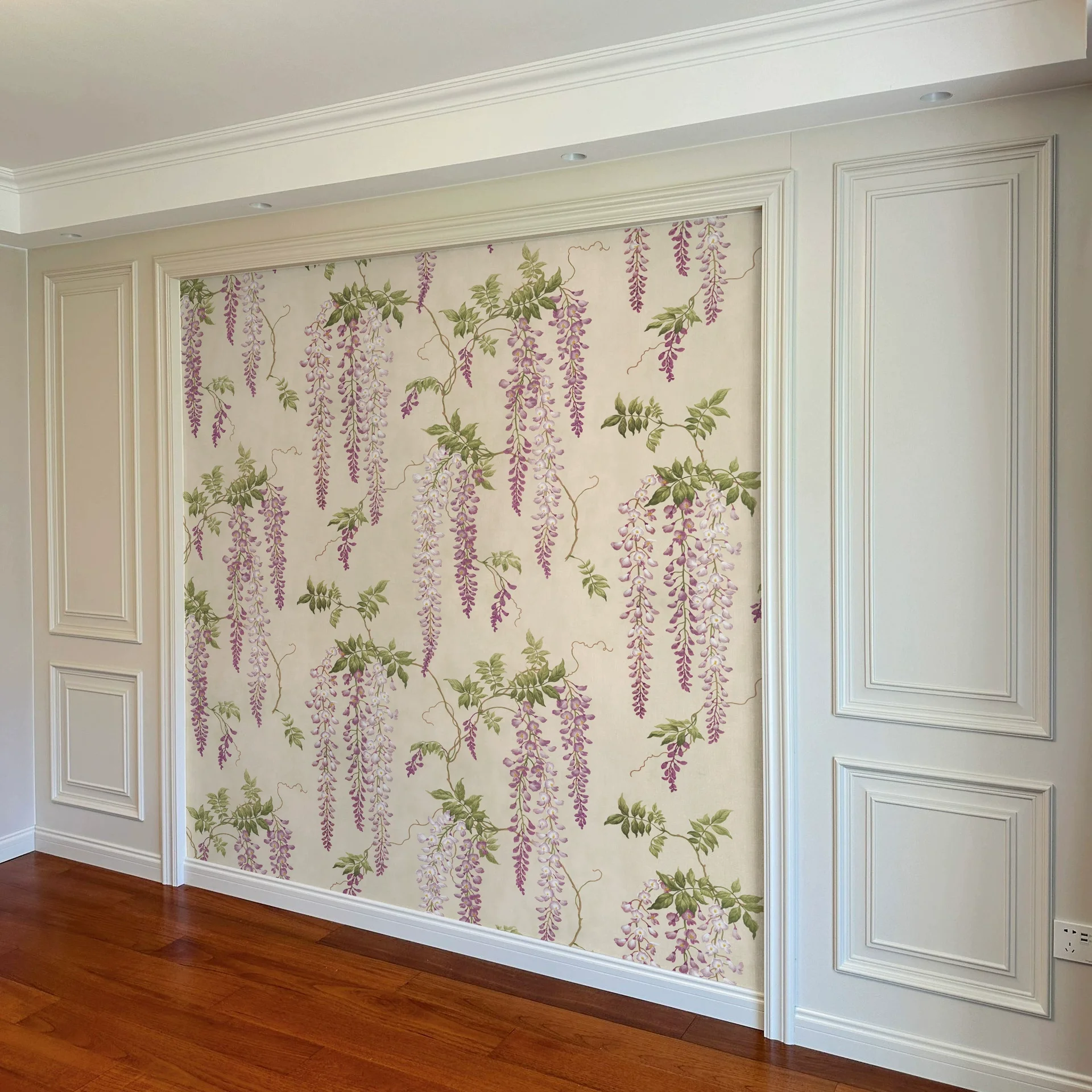 personalizzato Nordic Acquerello Vite Glicine fiori Carta da parati per soggiorno Murale Campagna unica Arte Carta da parati Decorazione della parete di casa