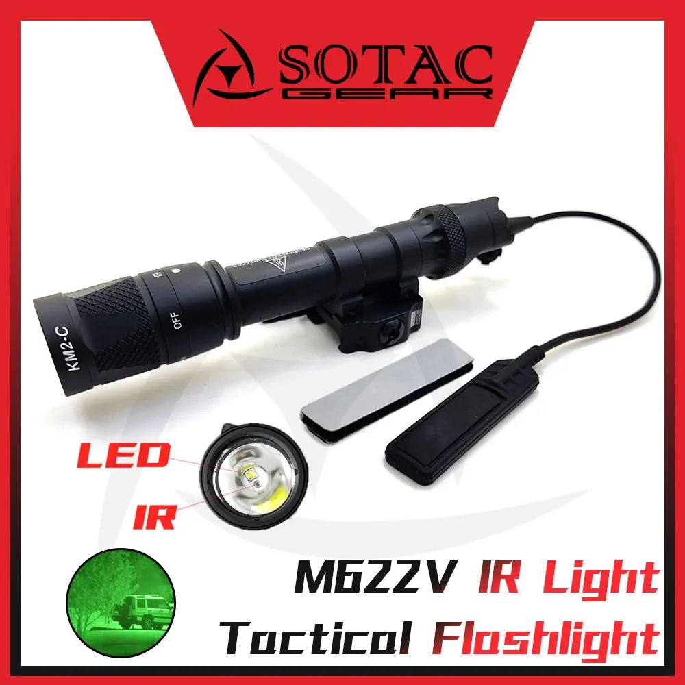 SOTAC GEAR Weapon Light M622V IR Flashlight Fit 20mm Rail Hunting Tactical Scout Light with Remote Pressure Switch