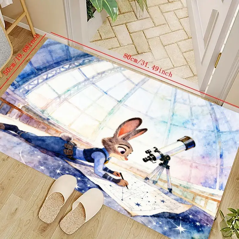

1 шт. Напольный коврик Zootopia Judy Hopps для наблюдения за звездами, акварельный коврик для зоны астрономии, большой ковер с милым кроликом Dreamer для