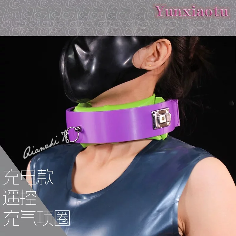 Remote Control Inflatable Neck Collar Rechargeable Air Pressure Massage Collar Fluorescent Color Change