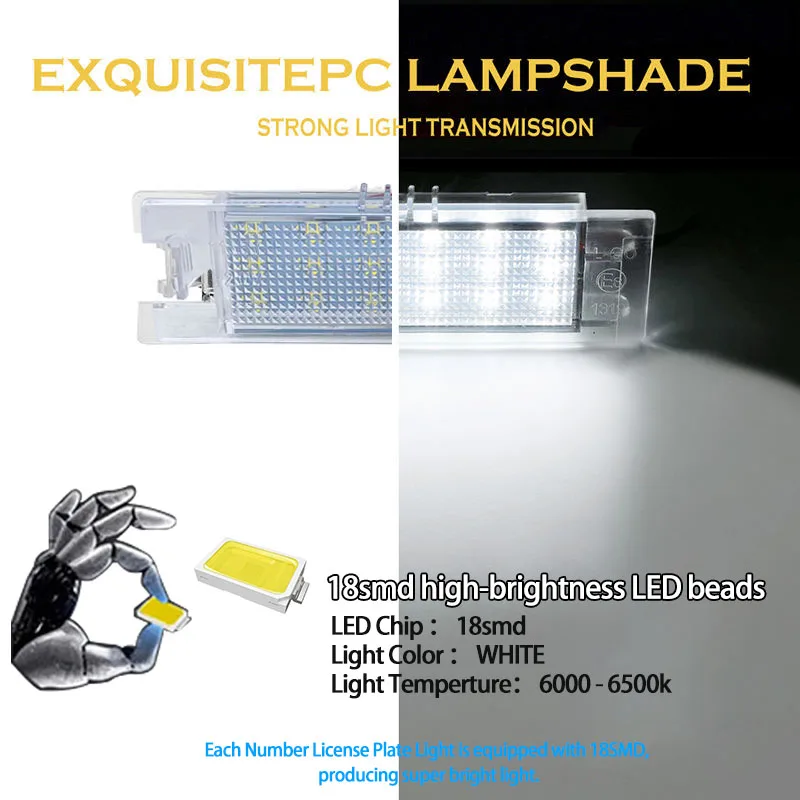 2Pcs Canbus LED Number License Plate Light For Opel Vectra C auch OPC/GTS 2002-2008 Vita (Japan) 2000-2006 Zafira B or Vauxhall - view 2