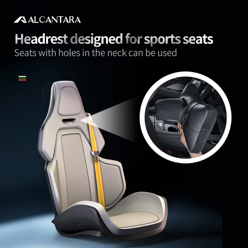 For Benz BMW Audi Tesla Zeekr Porsche Ferrari Maserati Racing Sports Seat Plug-in Car Headrest Alcantara Accessories