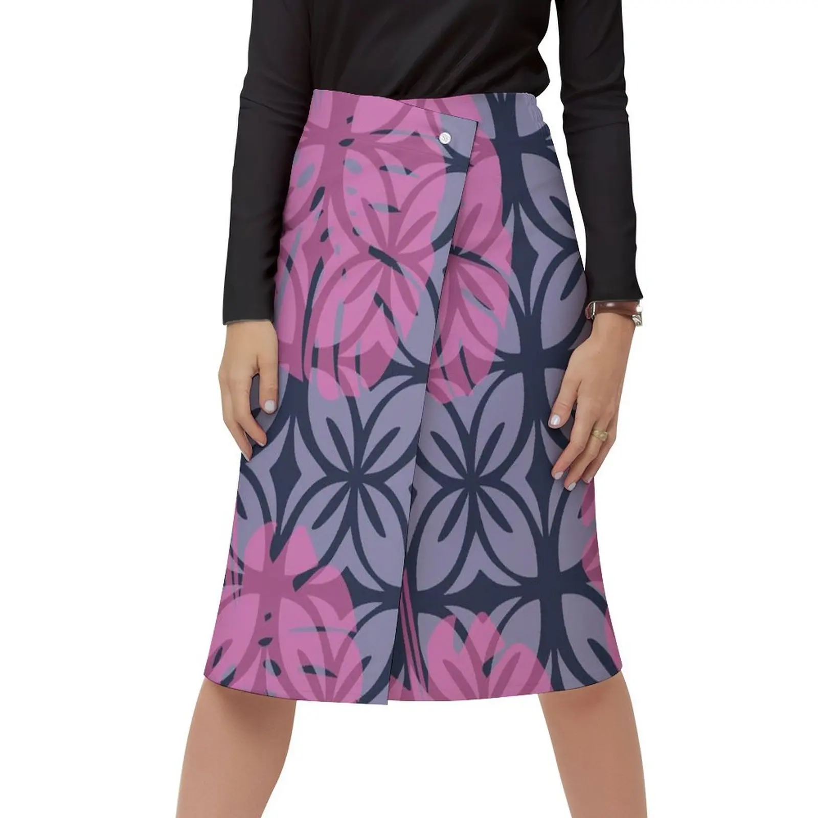 폴리네시안 사모아 아트 프린트가 있는 슬림핏 여성용 원피스 드레스와 데일리 쇼핑을 위한 패셔너블한 롱 드레스