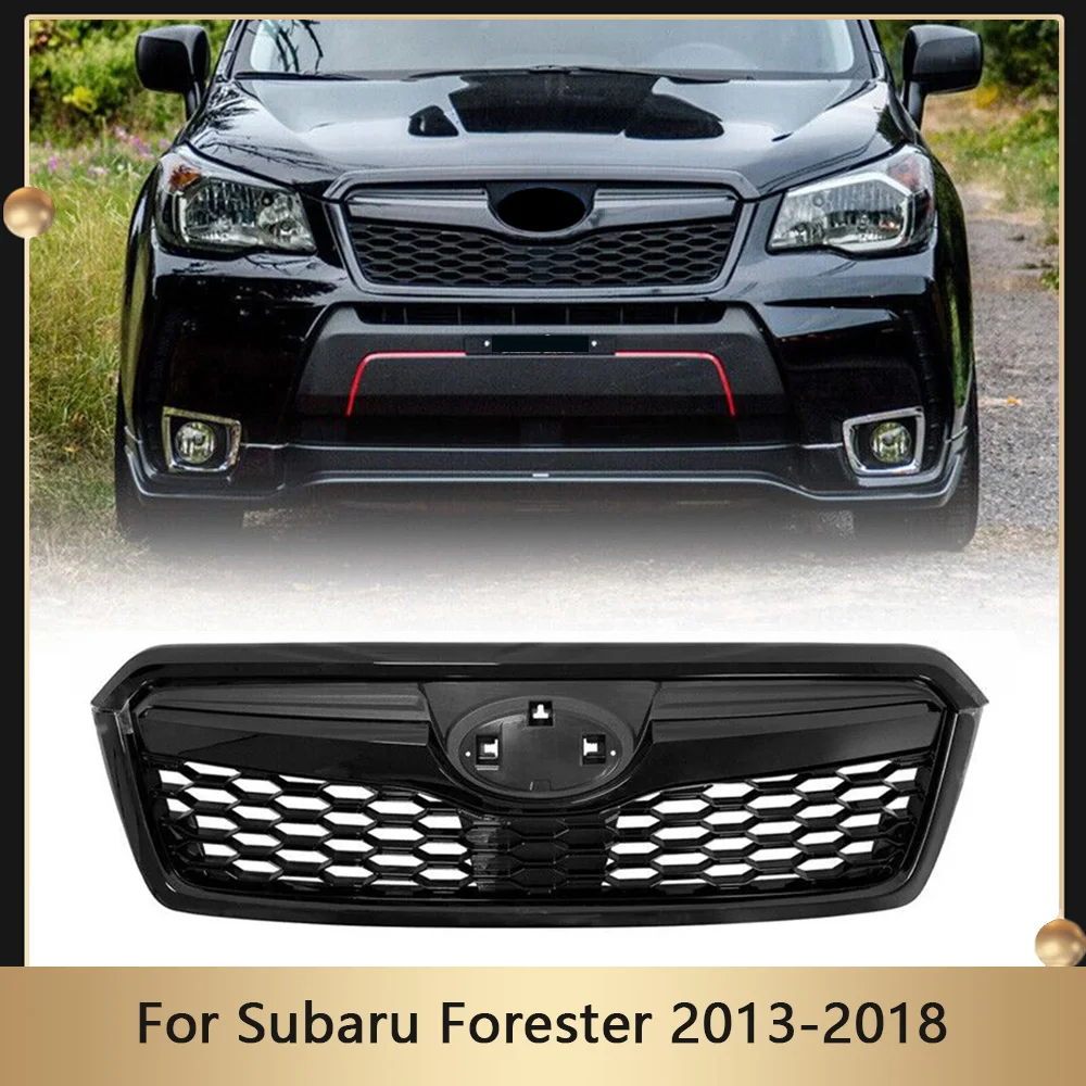 

GLoss Black For Subaru Forester 2013-2018 Front Bumper Grill Racing Grills Hood Mesh Grid Auto Parts