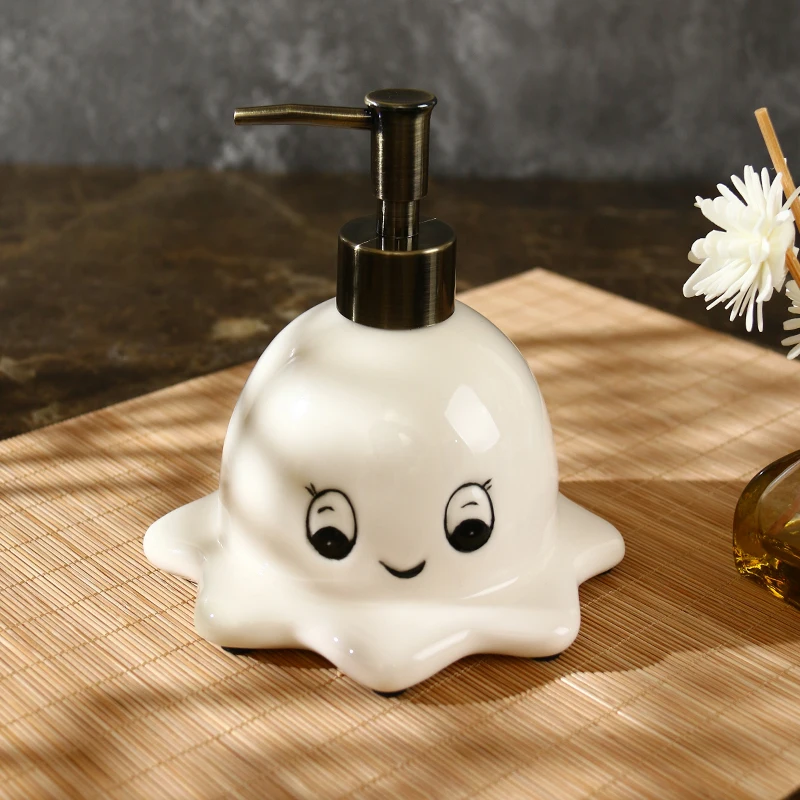 360ml Cute Octopus Ceramic Hand Wash Dispensing Bottle Bathroom Hotel Shower Gel Hair Conditioner Pressing Bottle cup dispenser