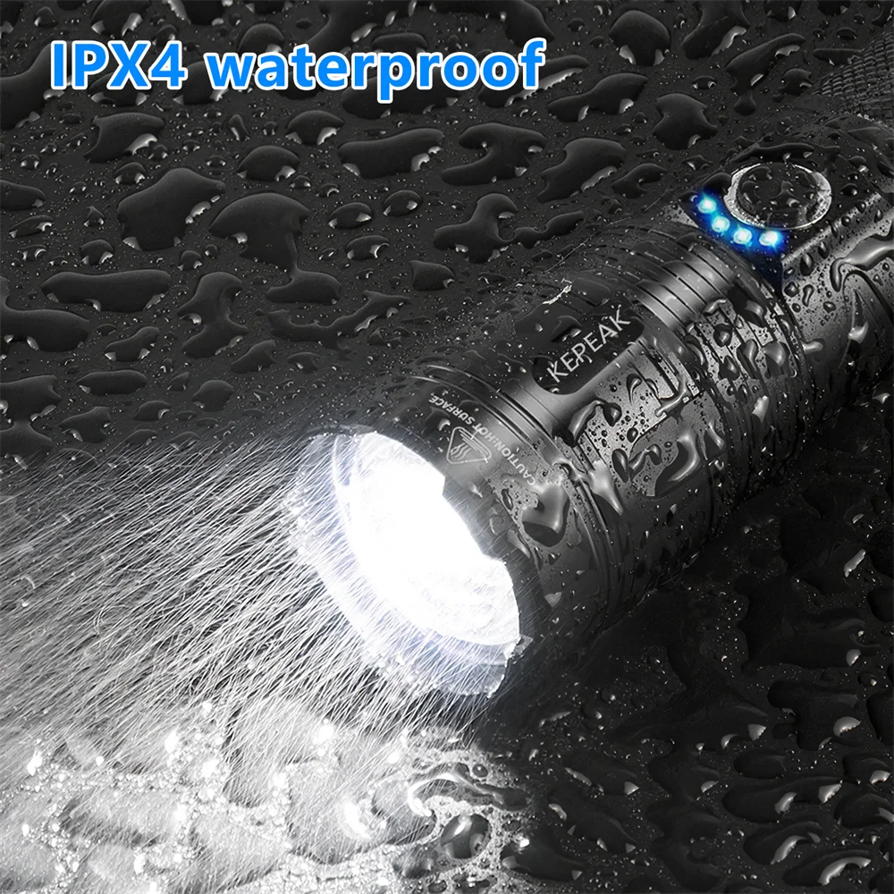 USB Charging LED Flashlight Lamp Zoomable IPX4 Waterproof Torch Portable 5 Lighting modes Built-in battery Camp Flashlight Set