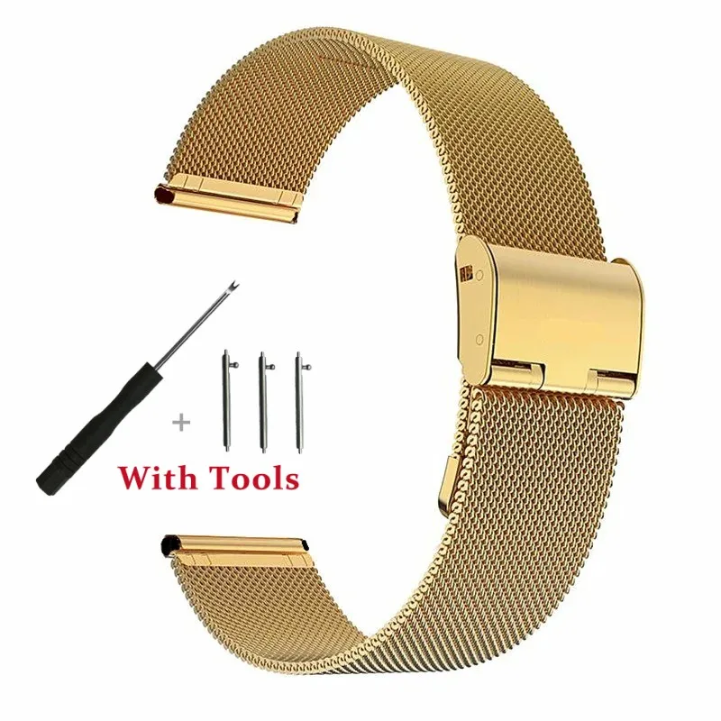14 16 18 20 22 24mm Quick Release Stainless Steel & Milanese Watch Strap Metal Folding Watch Buckle Universal Watch Accessories - Image 6