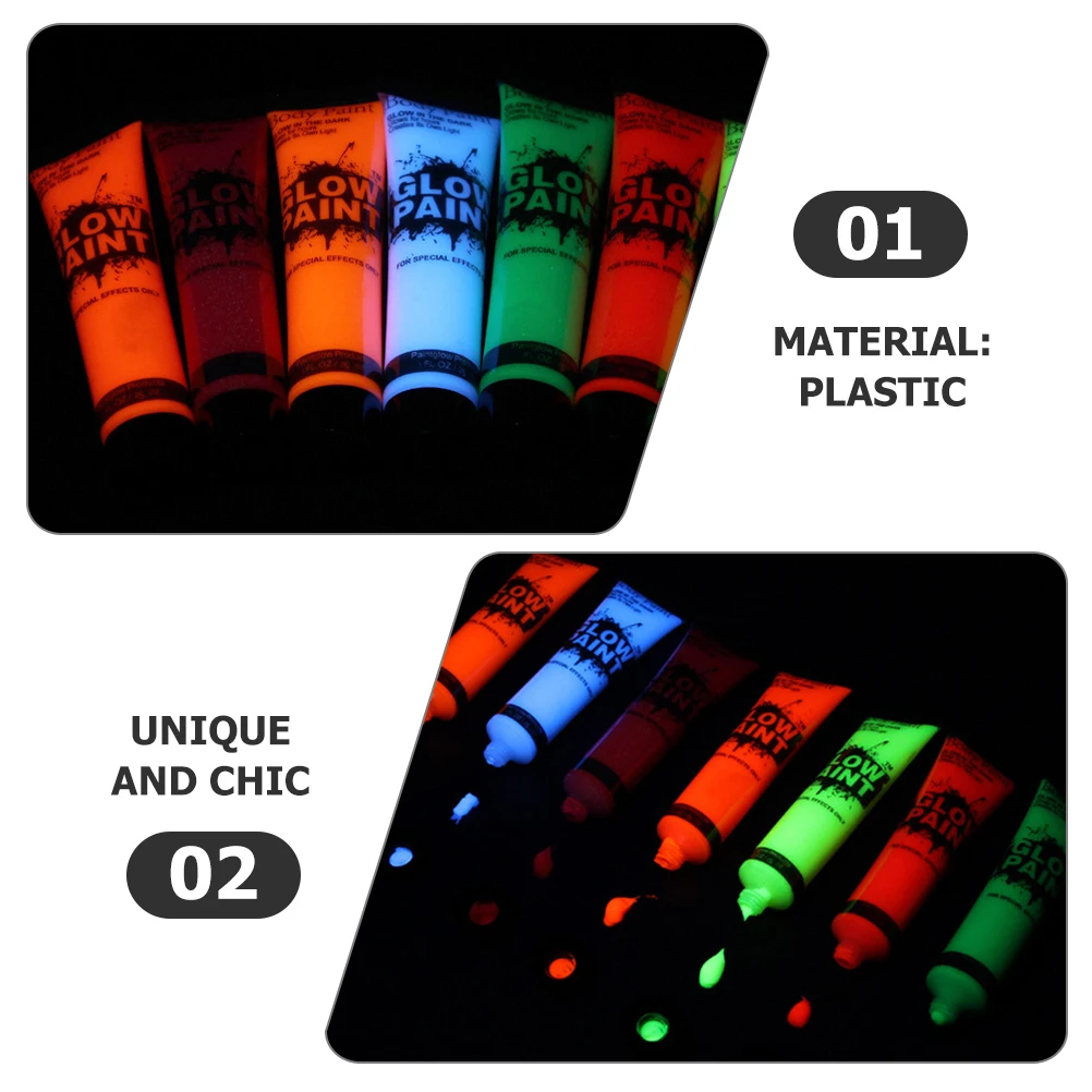 

8 pcs Face 8 Colors Fluorescent Body Fluorescent Face Paint Neon Paste Halloween Party Supplies