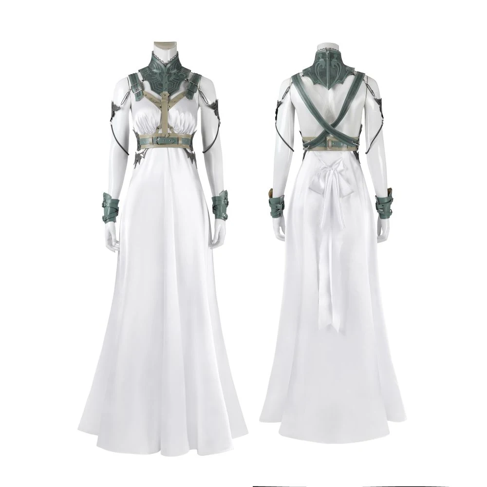 FF7 Gold Disc Actress Role Playing Costume High Quality Sexy White Long Skirt and Accessories Halloween Makeup Ball Long Skirt