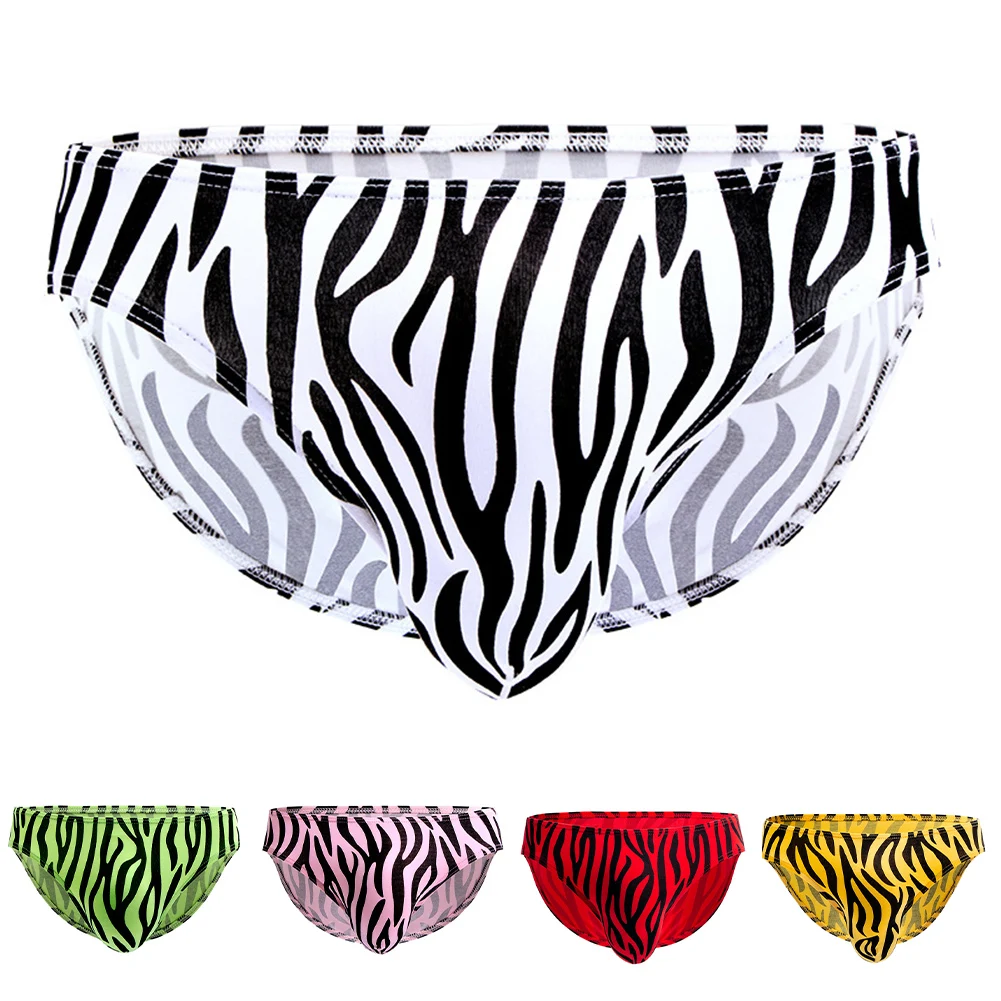 Men's Fashion Stripe Print Briefs Low Waist Stretchy Breathable Comfortable Underwear Sexy Triangle Panties For All Day Use