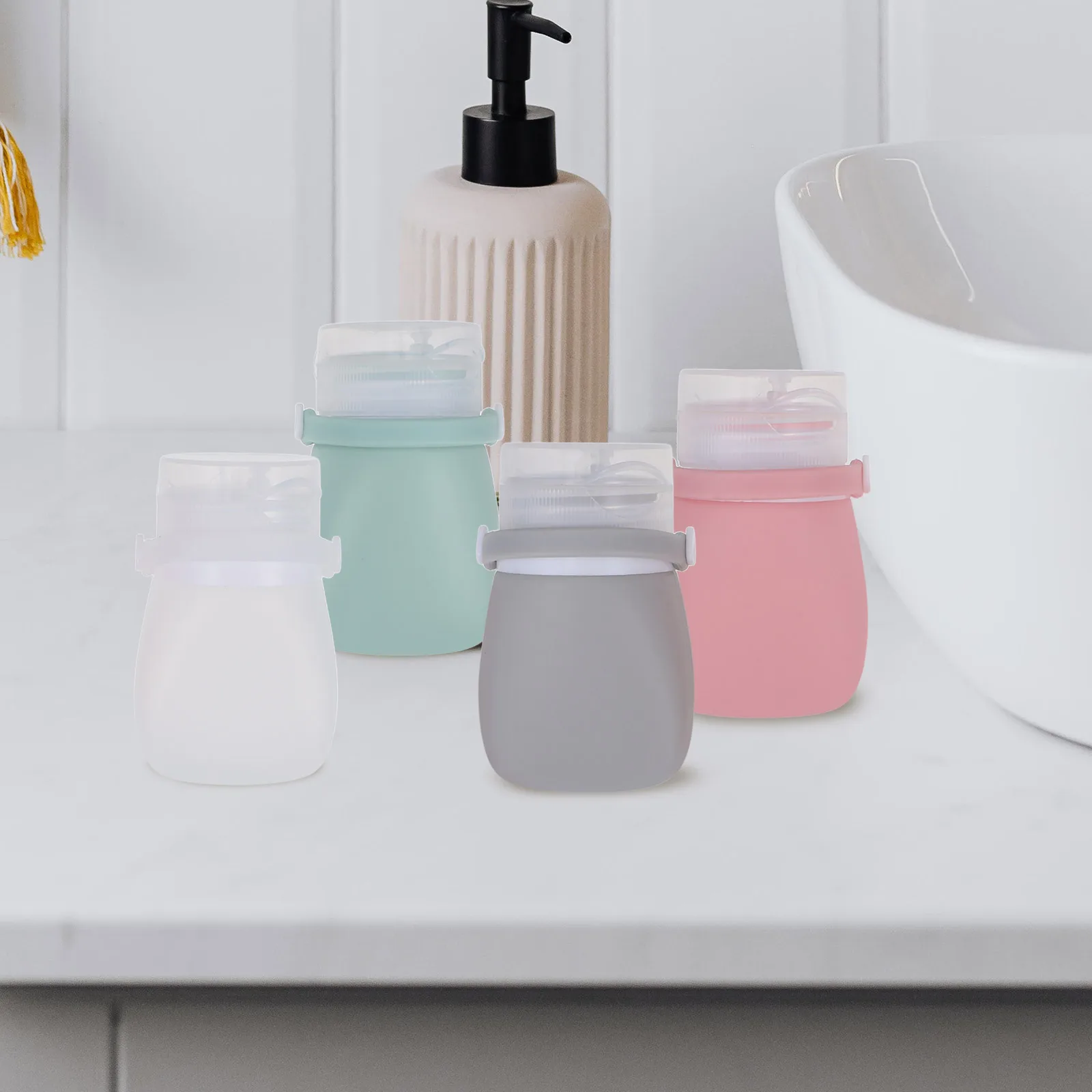 

1 set 30ml Travel Size Silicone Bottles Reusable Toiletry Containers Leak Proof Squeeze Shampoo Storage Solutions