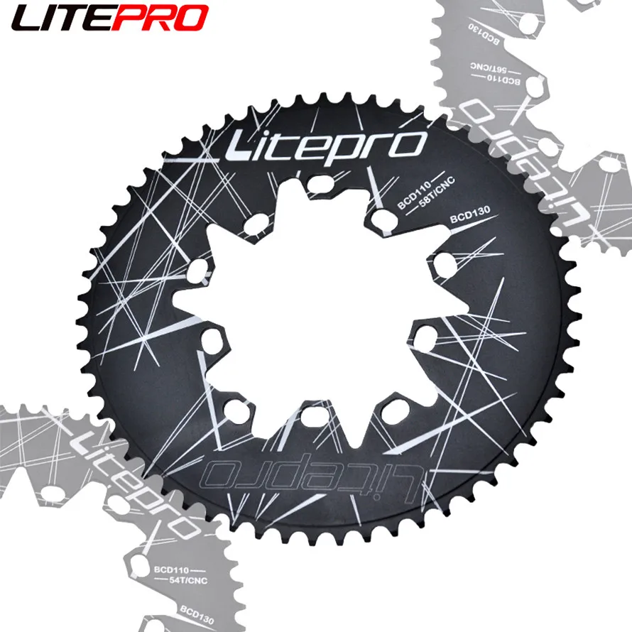 Litepro 54 56 58 60T Oval Chainring Folding Bicycle 110 130BCD Crankset Aluminum Alloy Road Bike Sprocket