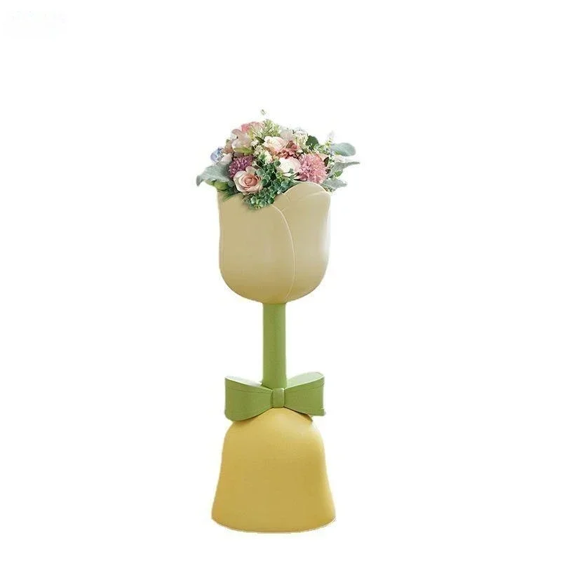 Tulip Cream Wind Storage Floor Vase Flower Arrangement Home Ornament Living Room TV Cabinet Beside Bedroom Decorative Flower Pot