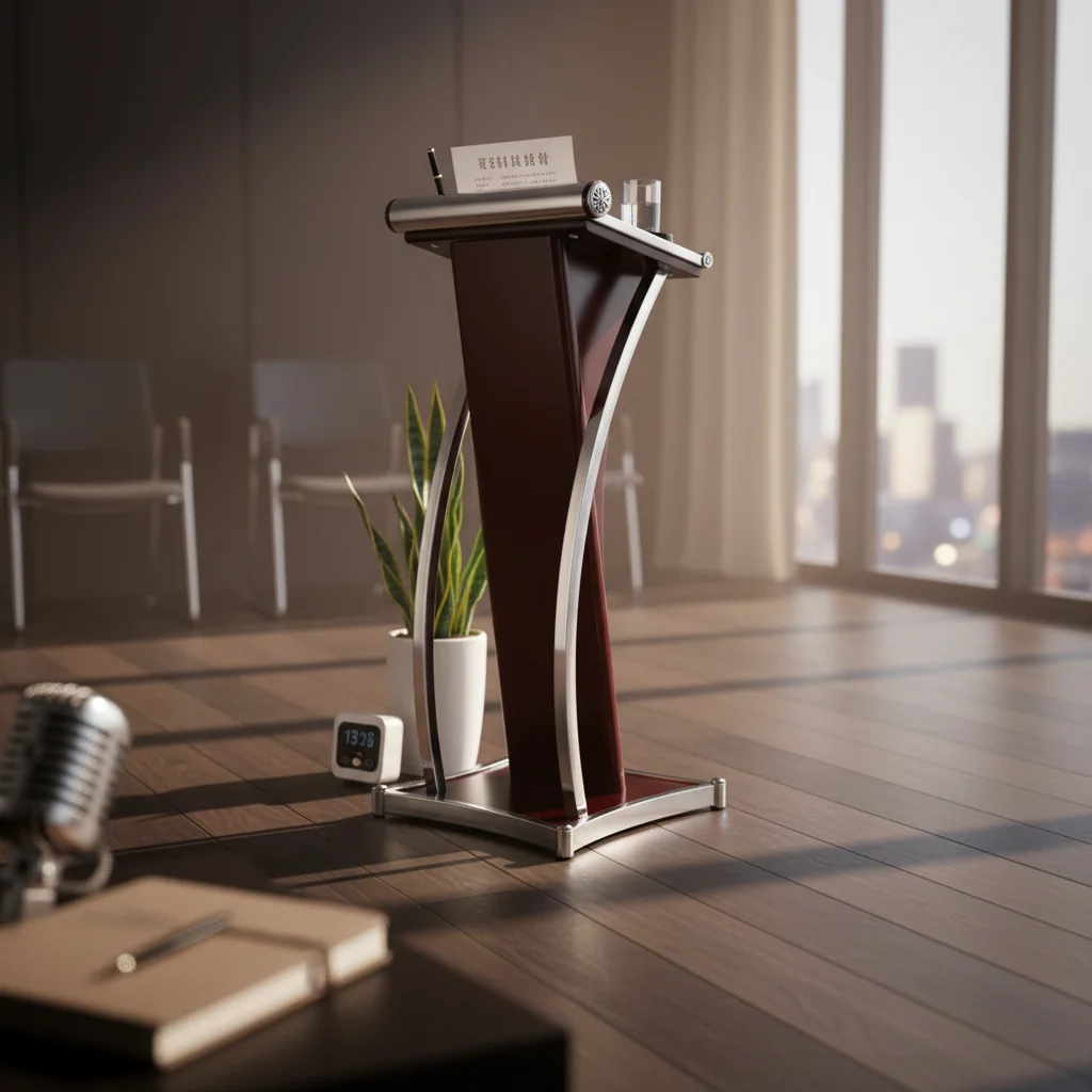 Podium with Slanted Top Slim Reading Desk Lectern Podium Modern Furniture Ergonomic for Speakers, Conference Rooms, Event Areas